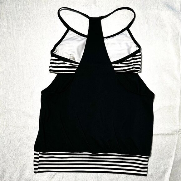 Nike Black and White Striped Layered Tankini Bathing Suit Top - Picture 3 of 6